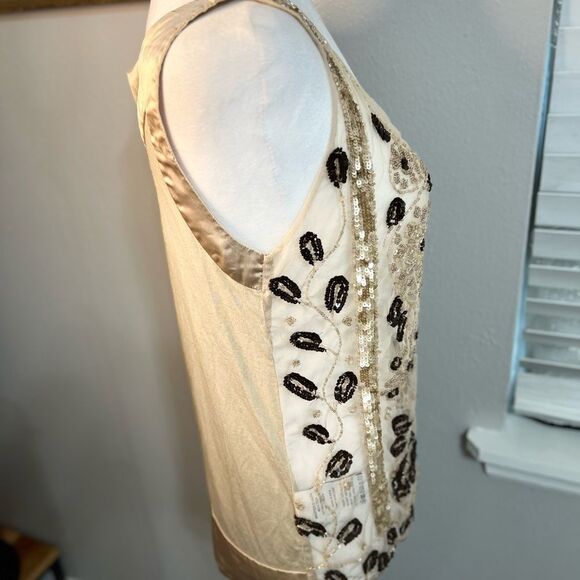 ANDERSEN & Lauth~Hand BEADED Tank Top Designer Iridescent Sequins Beads small - Picture 9 of 16